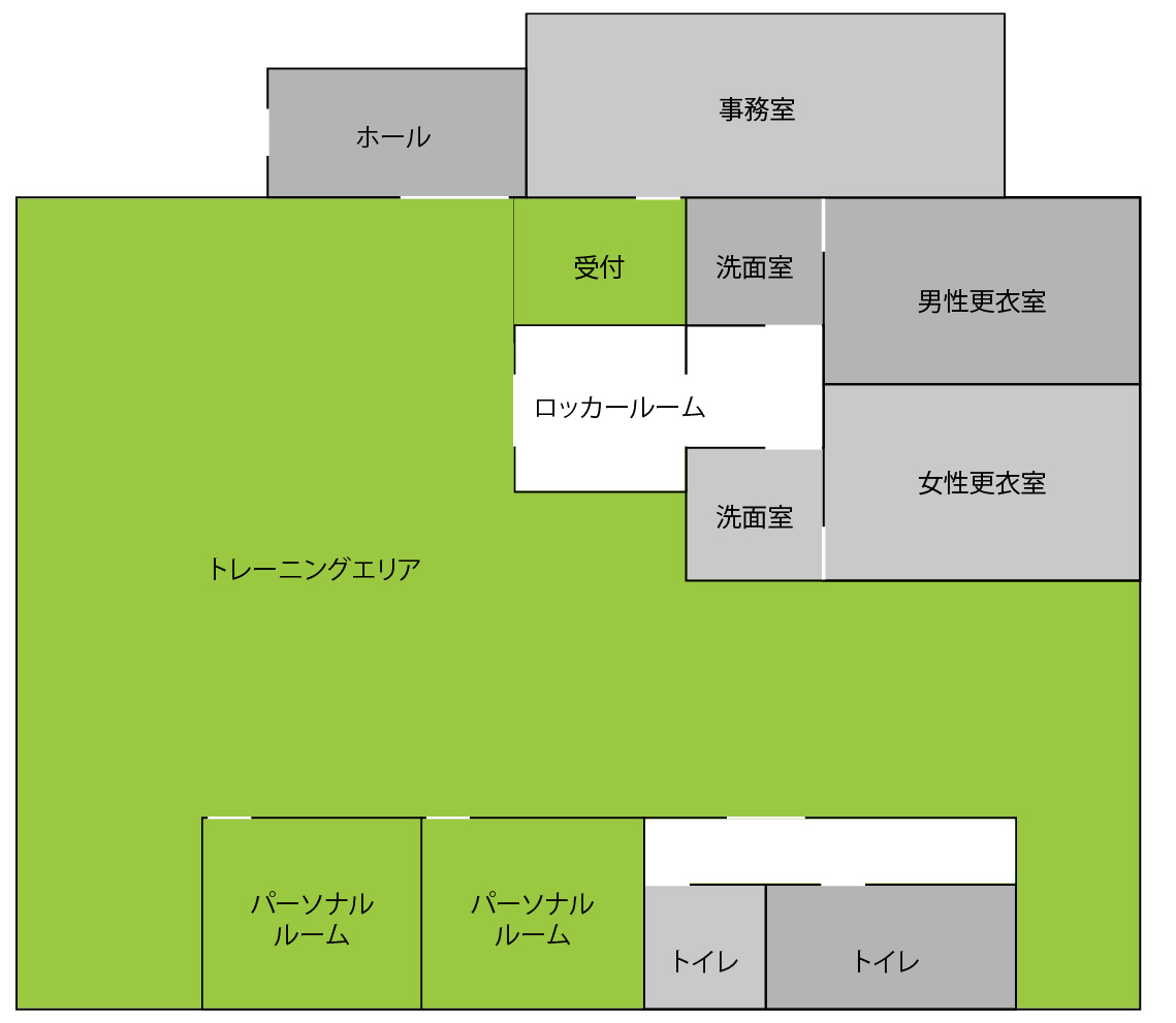 山梨県甲斐市の24時間フィットネスジム サイボディ フロアマップ